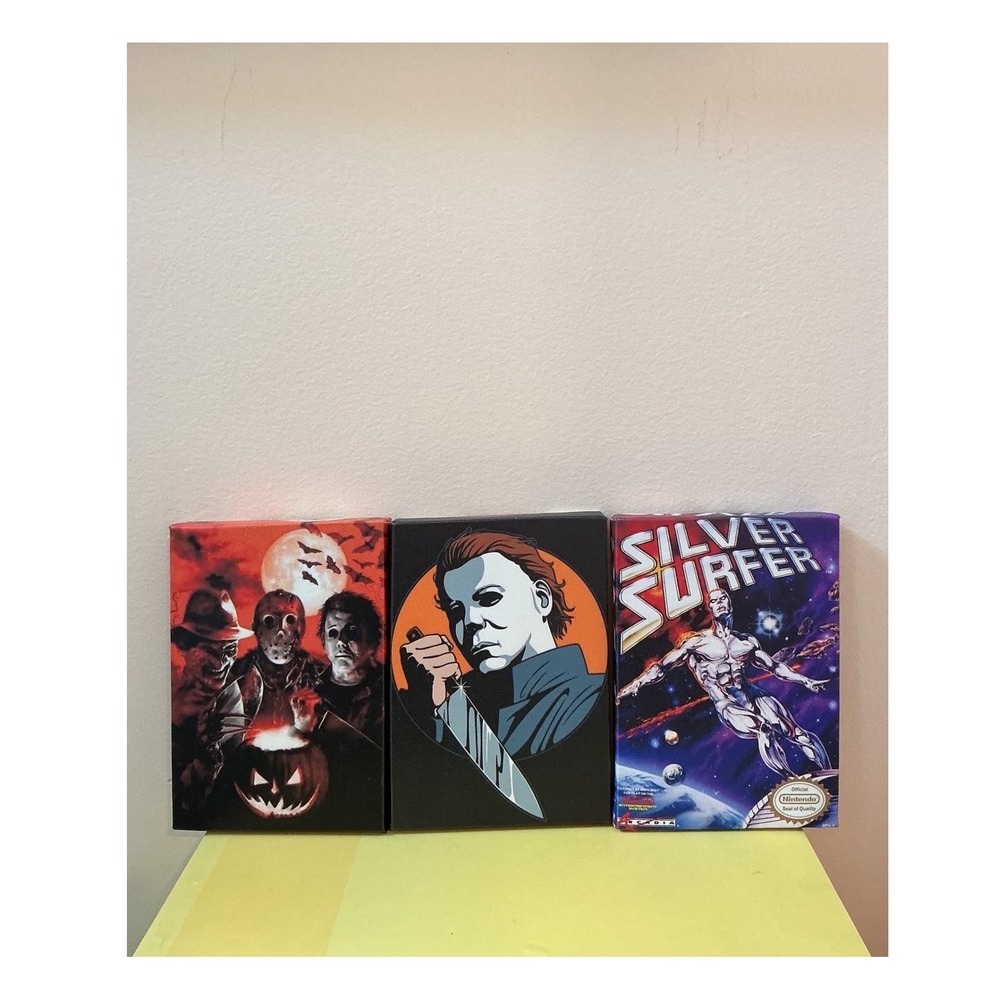 Horror Movie Icons Michael Myers Silver Surfer Canvas Wall Art Set - Picture 1 of 6
